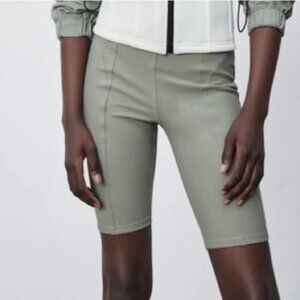 Zara High Rise Legging Cycling Short Womens Medium Topstitched Biker Athleisure